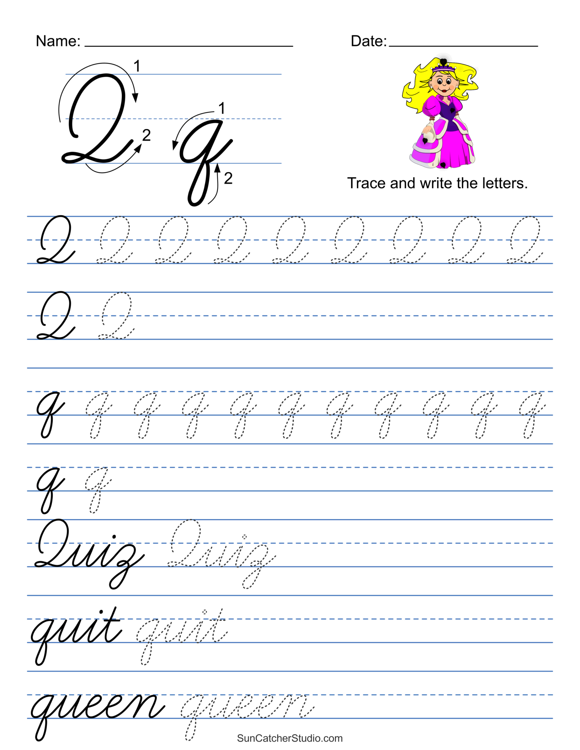 Printable Cursive Handwriting Worksheets (Practice Letters) – Diy throughout Free Printable Cursive Worksheets