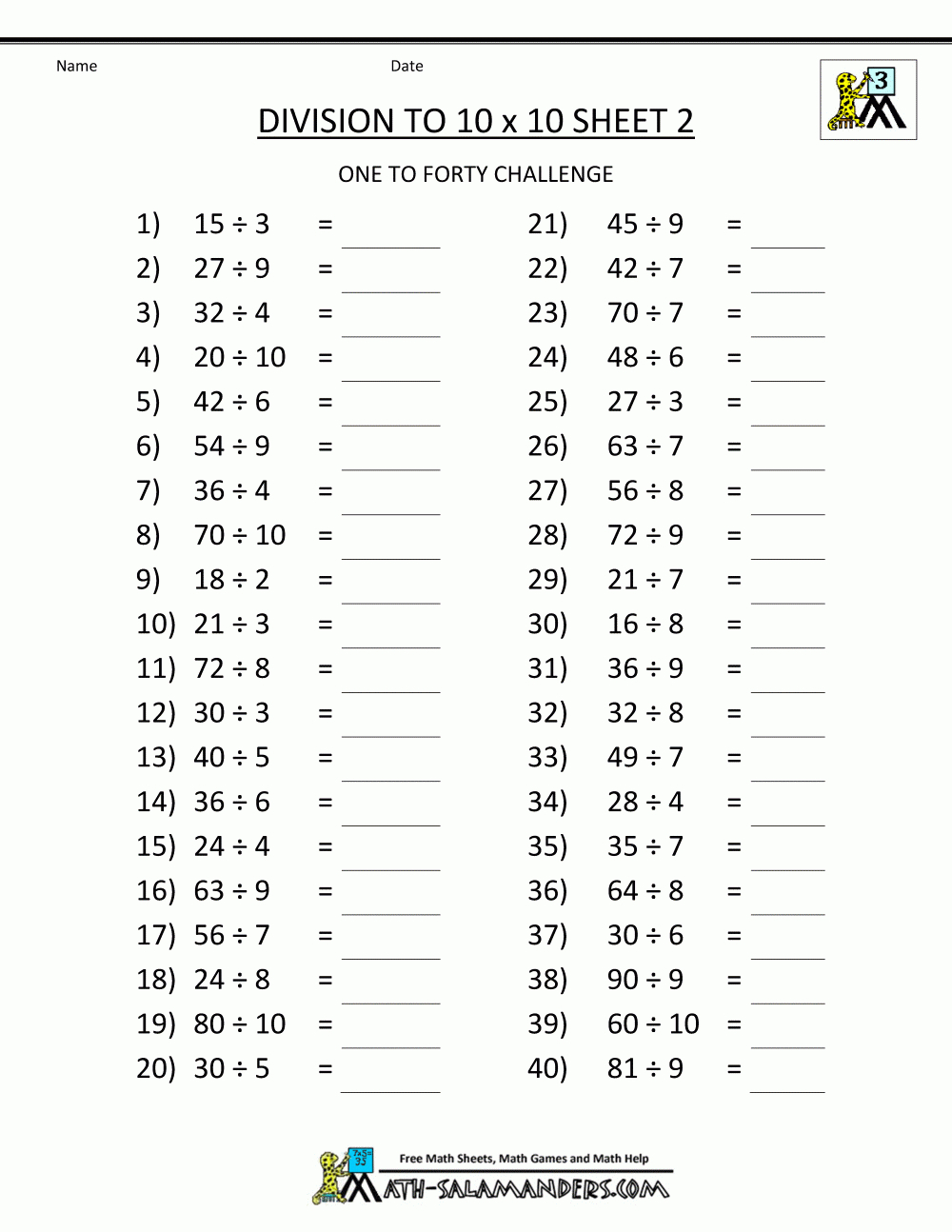 Printable Division Worksheets 3Rd &amp;amp; 4Th Grade regarding Free Printable Division Worksheets