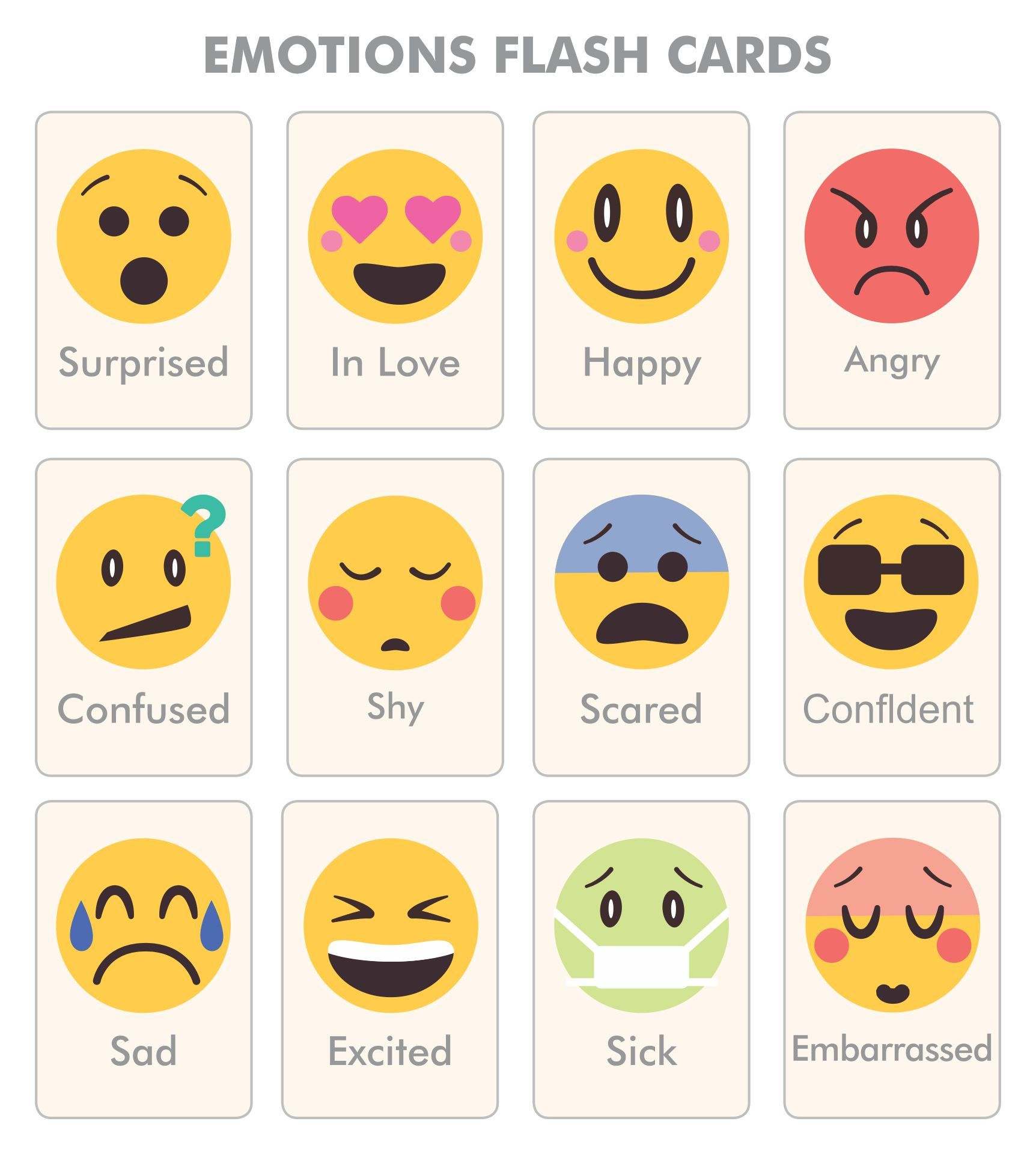 Printable Emotions Cards regarding Free Printable Pictures of Emotions