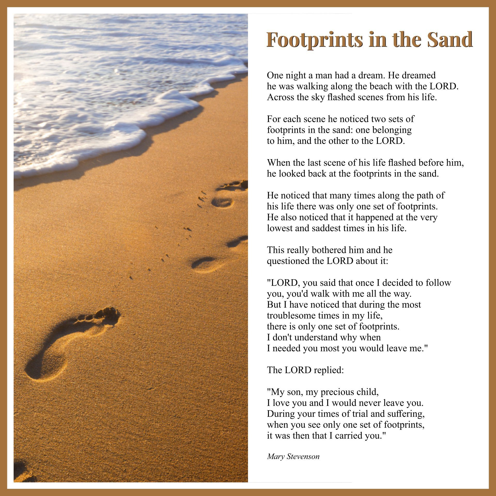 Printable Footprints In The Sand | Printablee | Footprints In The regarding Footprints In The Sand Printable Free