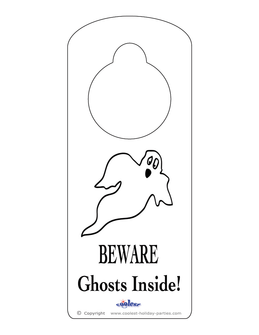 Printable Ghost Doorknob Hanger - Coolest Free Printables within Halloween Door Hangers Free Printable