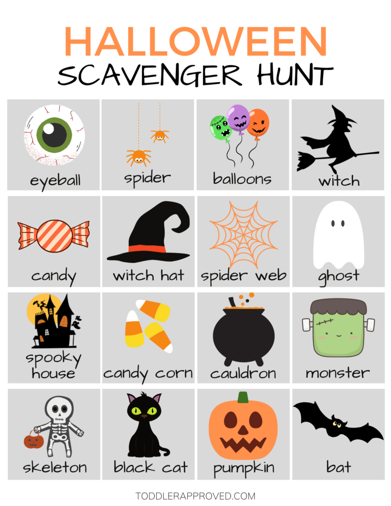 Printable Halloween Scavenger Hunt - Toddler Approved regarding Free Printable Halloween Scavenger Hunt