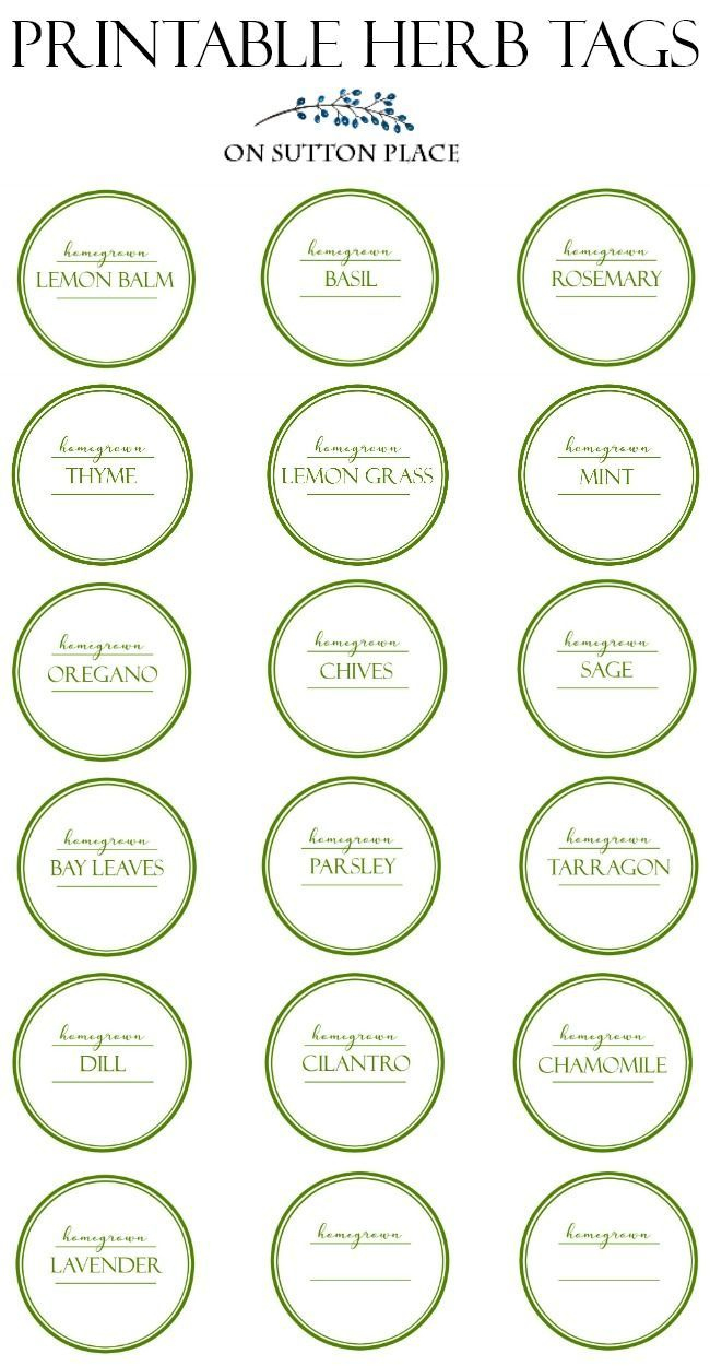 Printable Herb Tags For Storing Dried Herbs - On Sutton Place for Free Printable Herb Labels