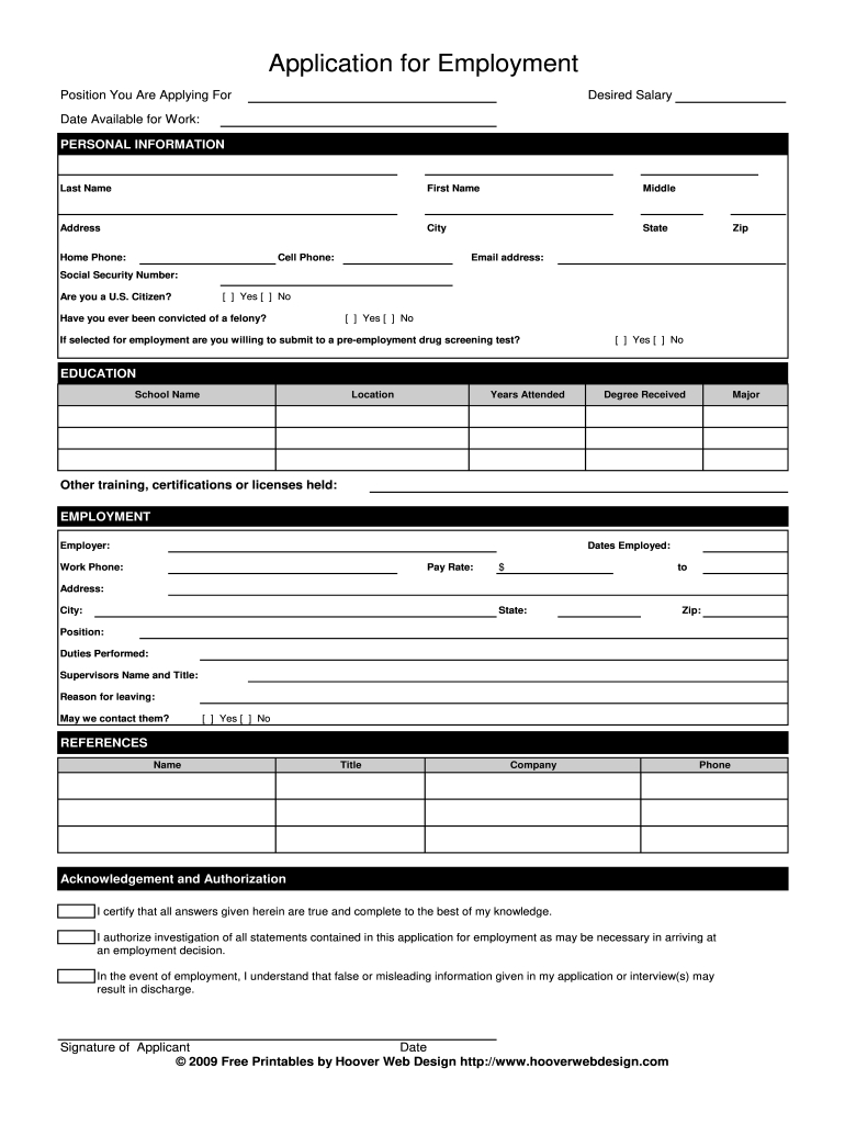 Printable Job Application - Fill Online, Printable, Fillable regarding Free Printable Employment Application