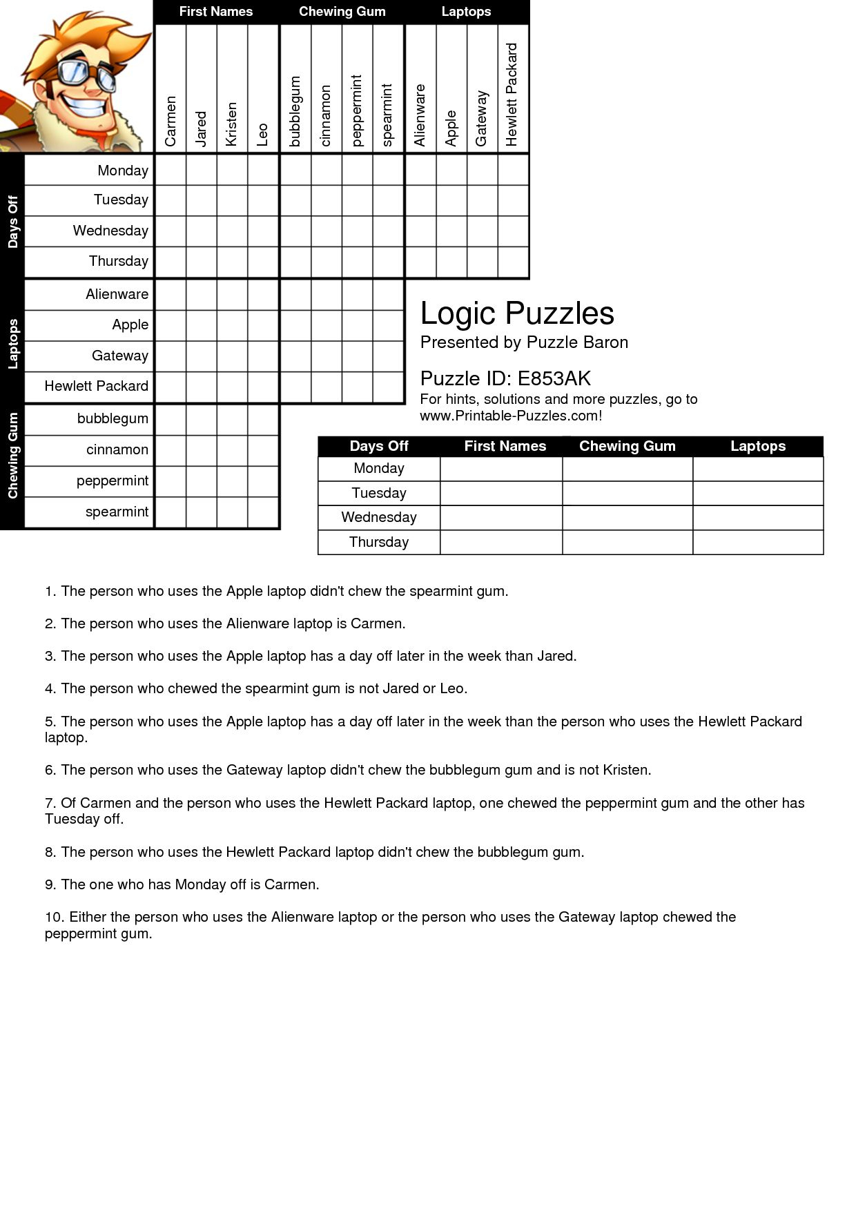 Printable Logic Puzzles For Elementary Students | Logic Puzzles intended for Free Printable Logic Puzzles For Middle School