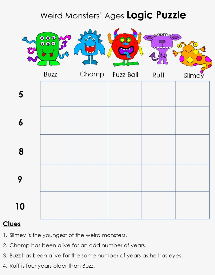 Printable Logic Puzzles For Kids with regard to Free Printable Logic Puzzles for Middle School