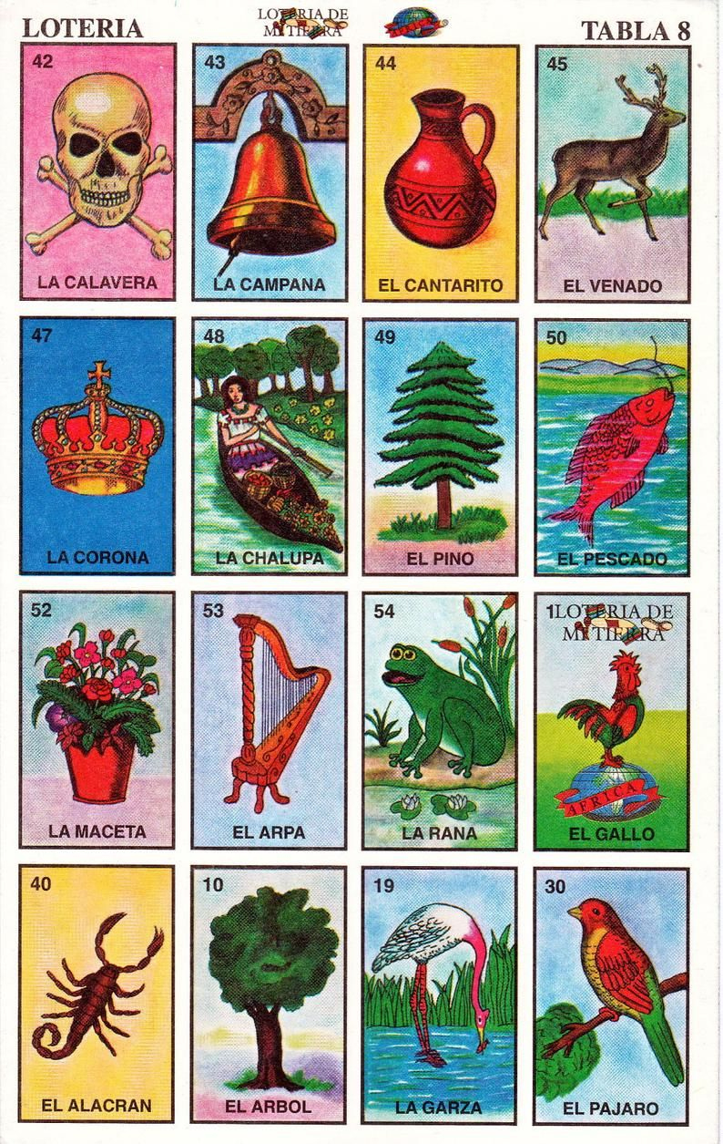 Printable Loteria Cards, The Complete Set Of 10 Tablas, Printable for Free Printable Loteria Cards