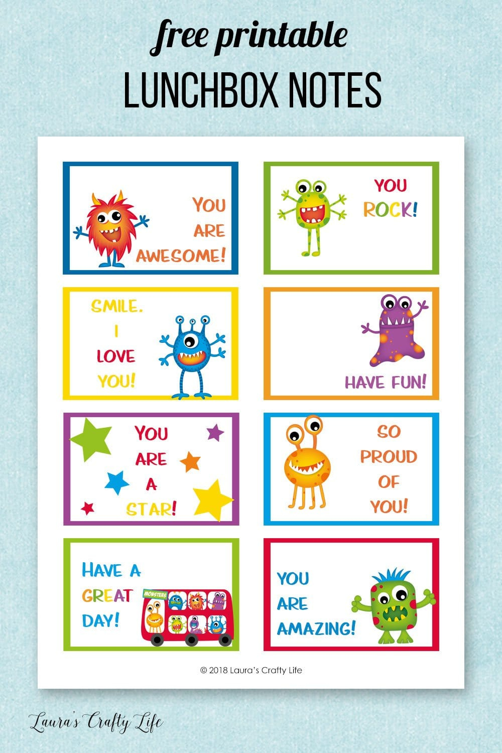 Printable Lunchbox Notes intended for Free Printable Lunchbox Notes