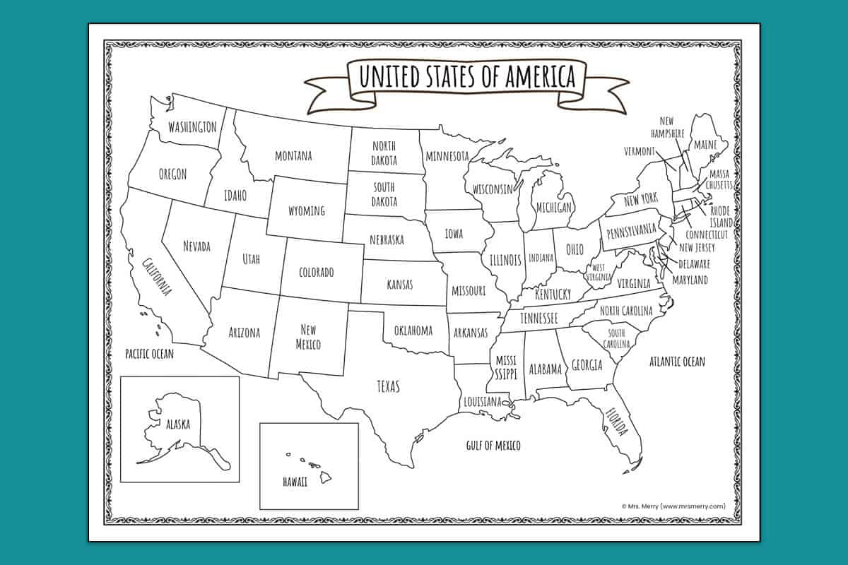 Printable Map Of The United States | Mrs. Merry for Free Printable Labeled Map of the United States