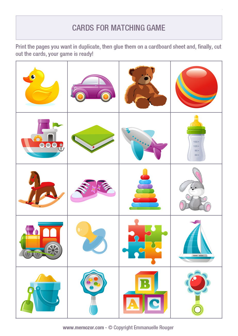 Printable Matching Game For Baby - Objects - Print And Cut Out The regarding Free Printable Matching Cards