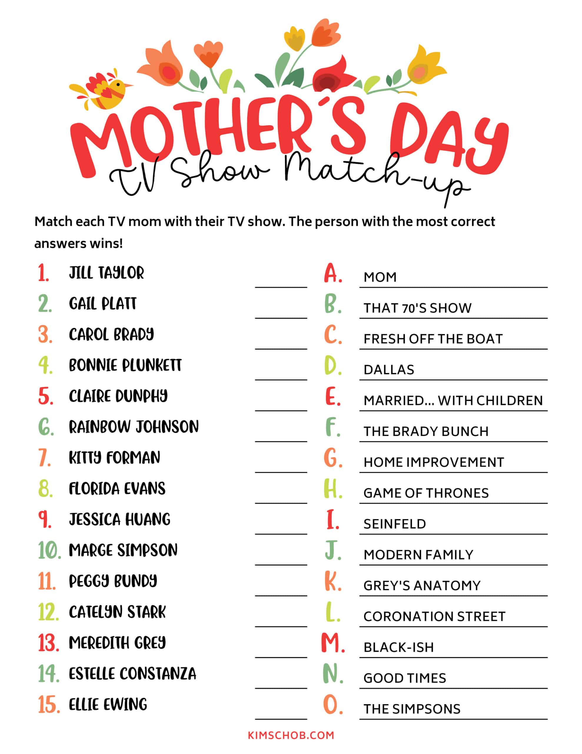 Printable Mother&amp;#039;S Day Games - Kim Schob with Free Printable Mother&amp;amp;#039;s Day Games for Adults