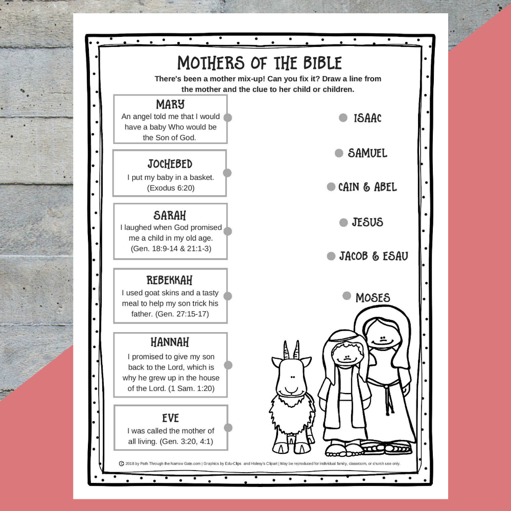 Printable Mothers Of The Bible Worksheet - Kids Bible Teacher regarding Free Children&amp;amp;#039;S Bible Printables