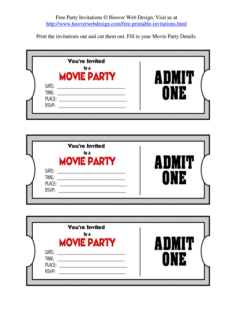 Printable Movie Tickets Pdf - Fill Online, Printable, Fillable intended for Free Printable Movie Tickets