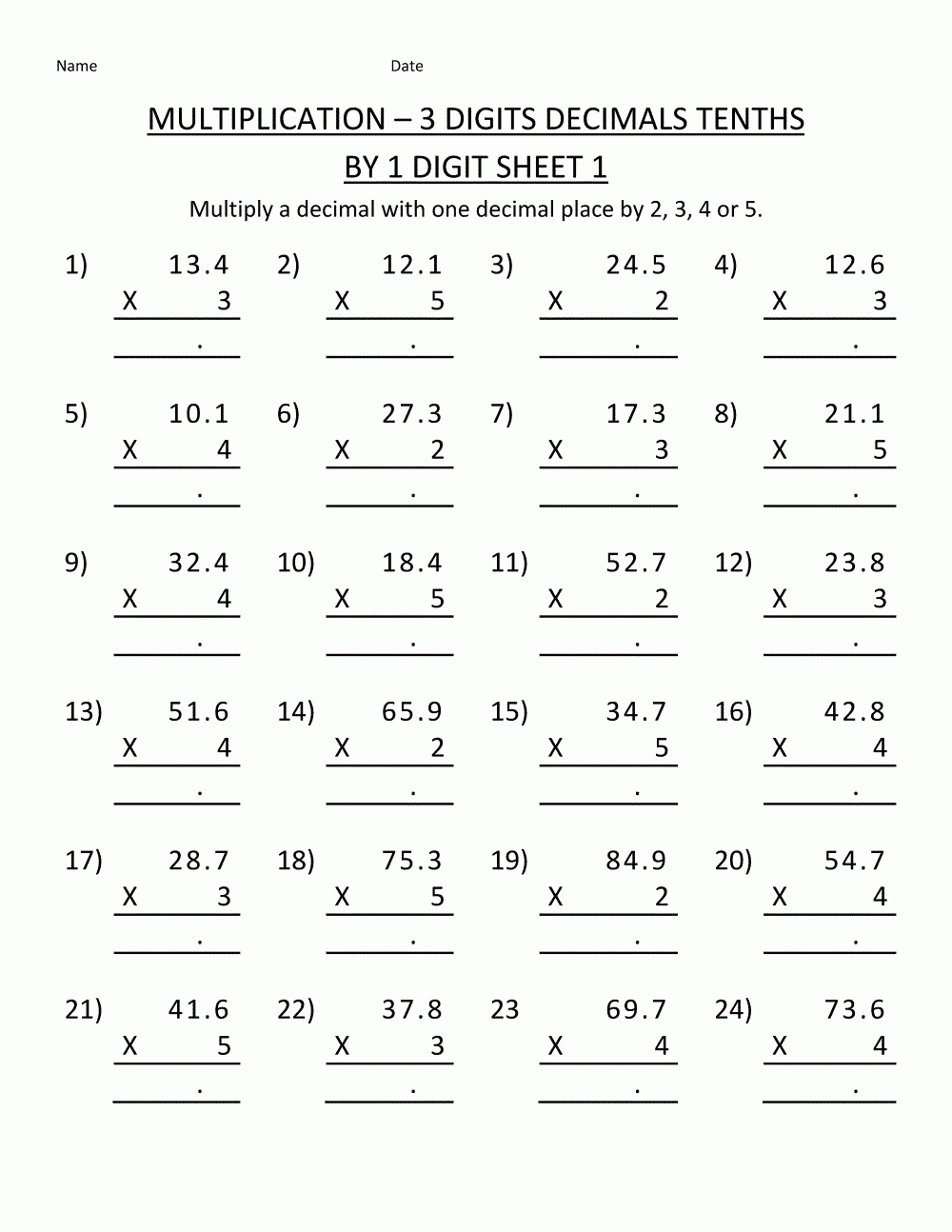 Printable Multiplication Worksheets 5Th Grade | Learning Printable in Free Printable Multiplication Worksheets For 5Th Grade