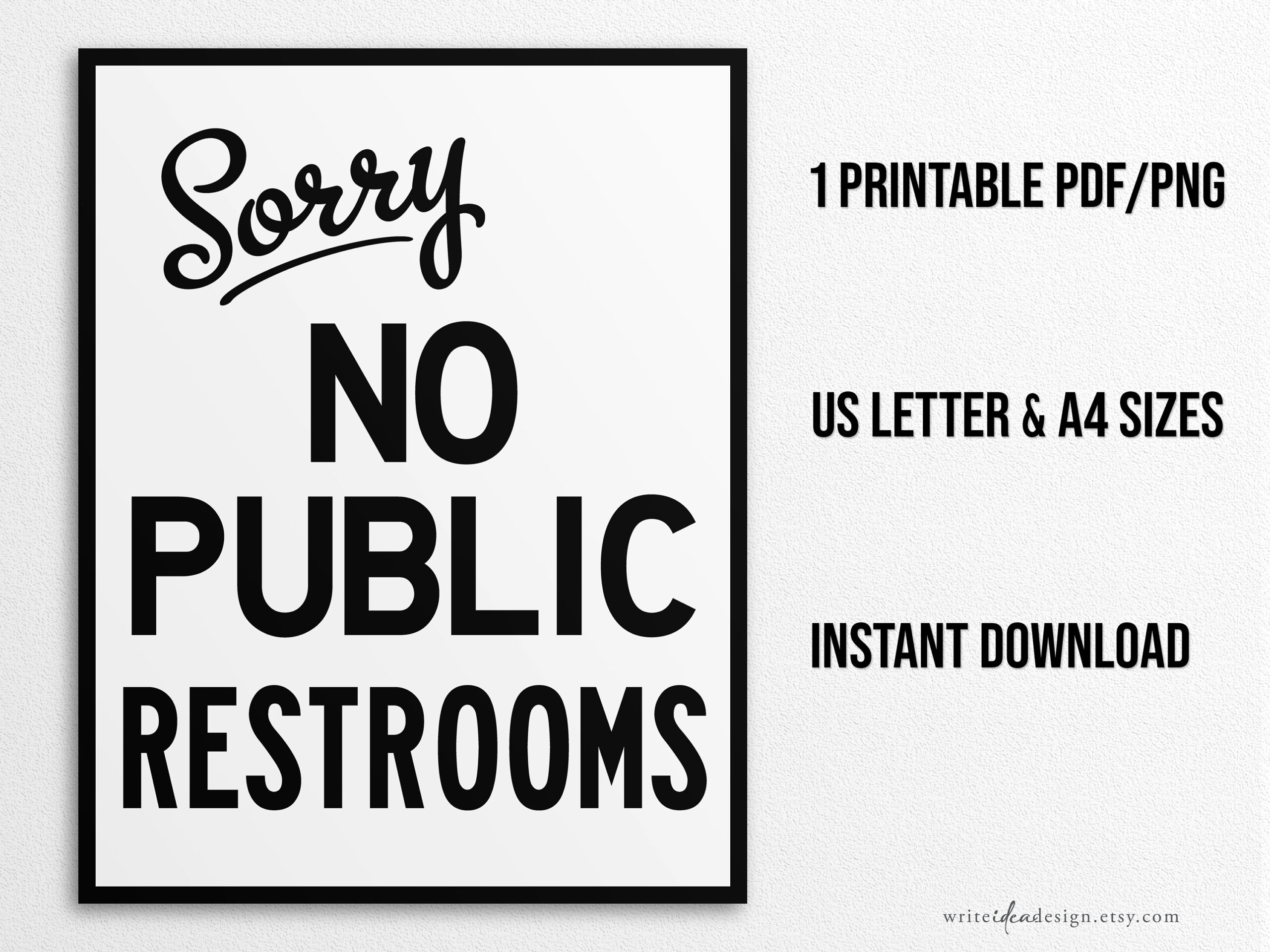 Printable No Public Restrooms Sign In Us Letter And A4 Sizes inside Free Printable No Restroom Signs