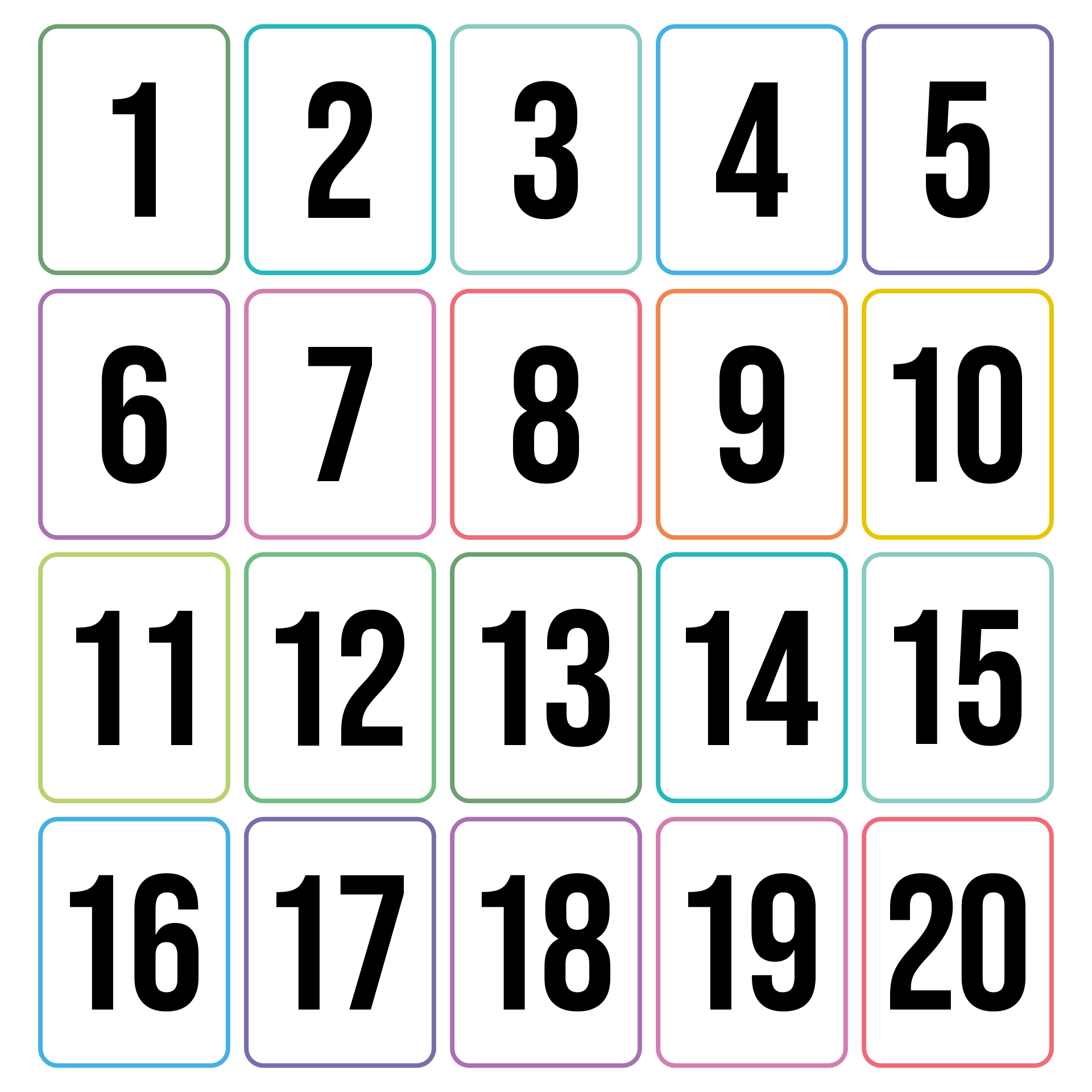 Printable Number Cards 1-20 | Number Flashcards, Printable Numbers for Free Printable Number Cards