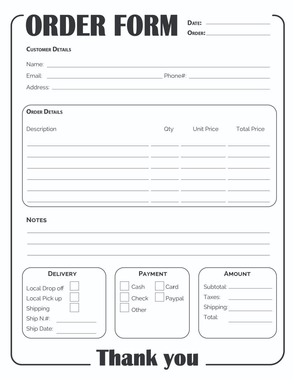 Printable Order Form Template (2 Options) - Freebie Finding Mom inside Free Printable Business Forms