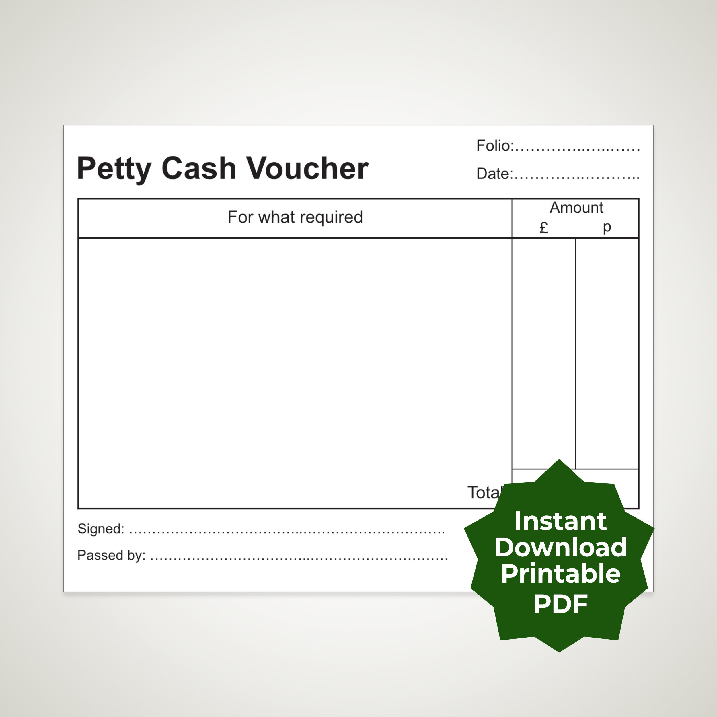 Printable Petty Cash Vouchers Uk And Us Styles Pdf - Etsy.de intended for Free Printable Petty Cash Voucher