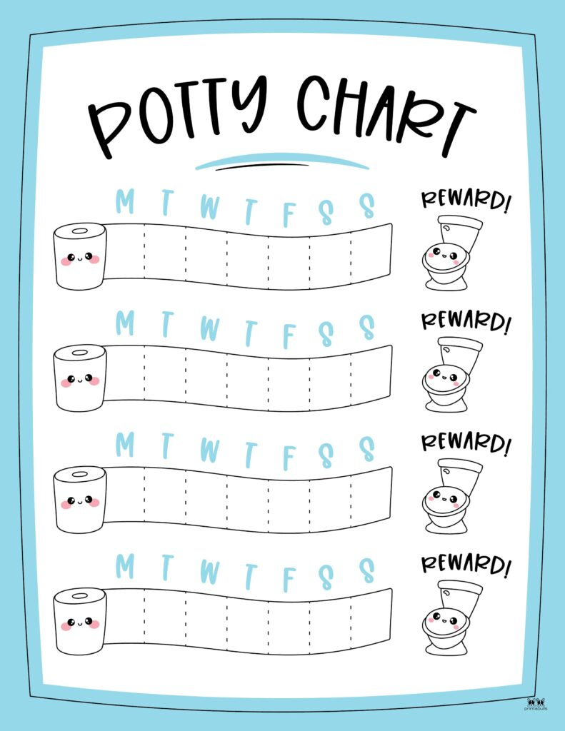 Printable Potty Training Charts - 20 Pages | Printabulls intended for Potty Training Chart Free Printable