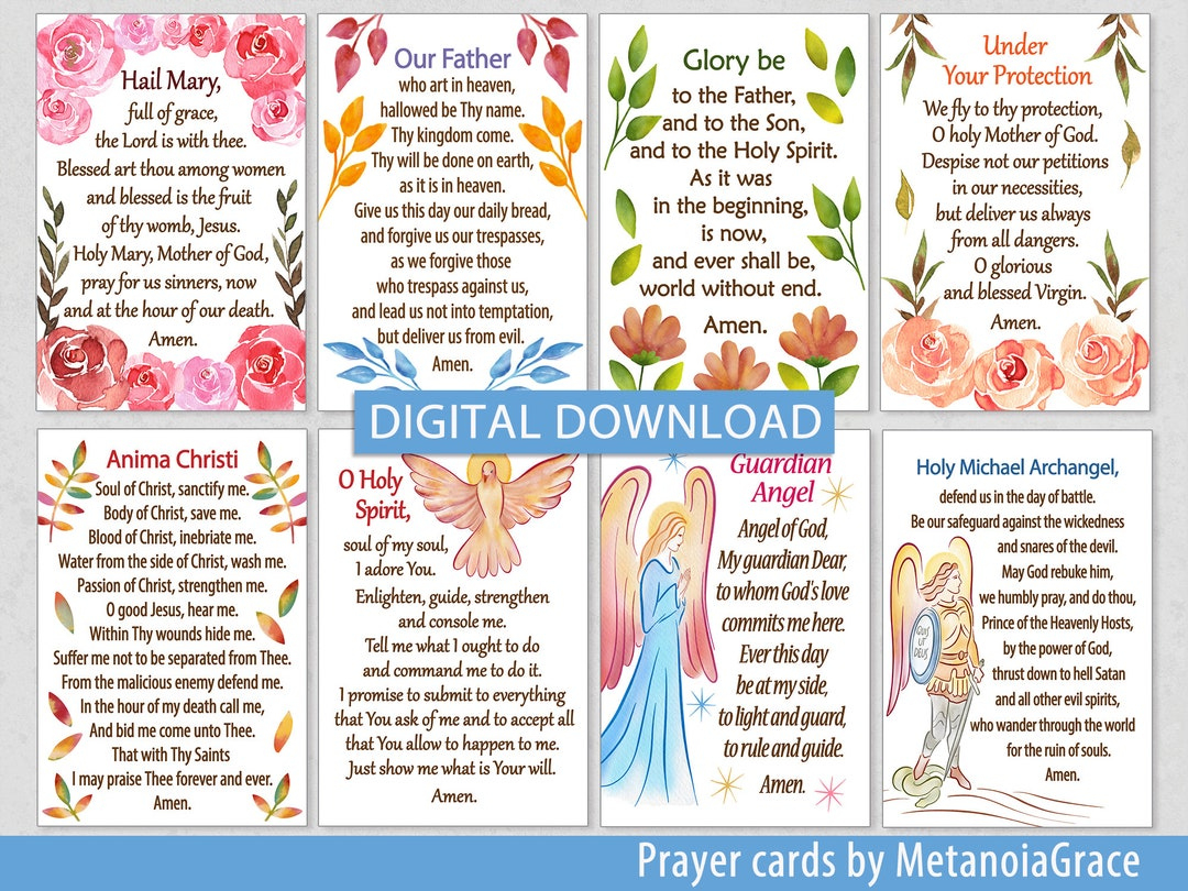 Printable Prayer Cards, Hail Mary, Our Father, Glory Be, Catholic inside Free Printable Prayer Cards