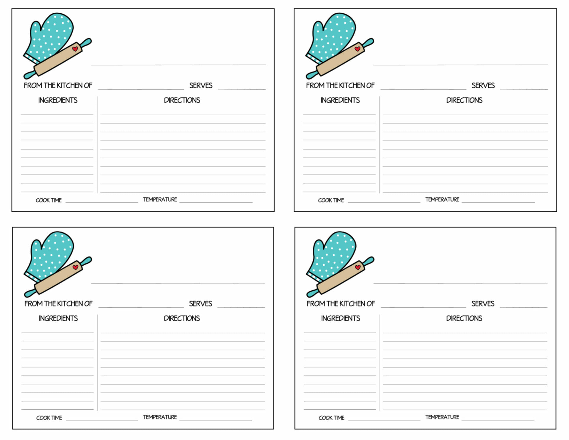 Printable Recipe Cards — Lianne Pflug, Recipe Cards intended for Free Printable Recipe Cards