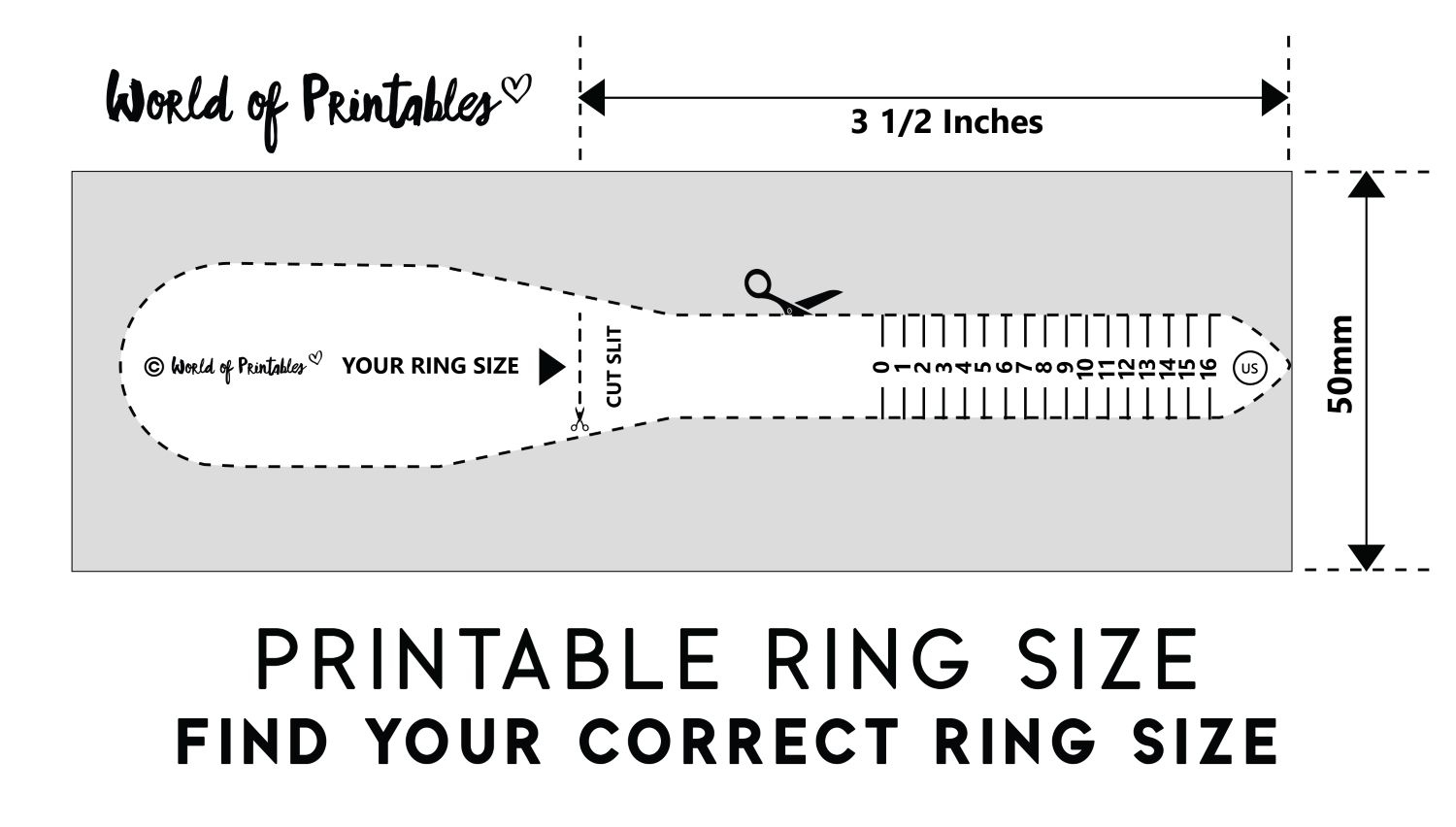 Printable Ring Size Chart - Find Your Ring Size Easy - World Of for Free Printable Ring Sizer UK