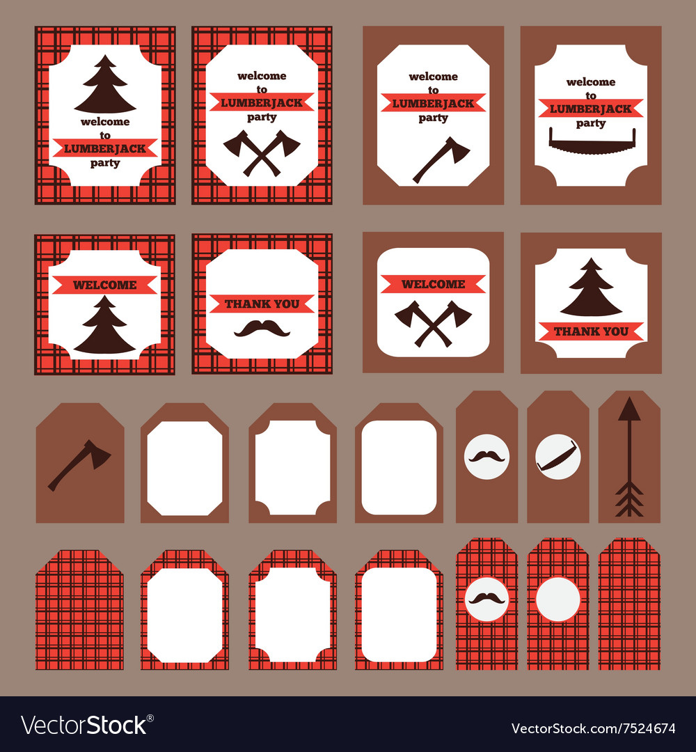 Printable Set Of Vintage Lumberjack Party Elements with regard to Lumberjack Printables Free