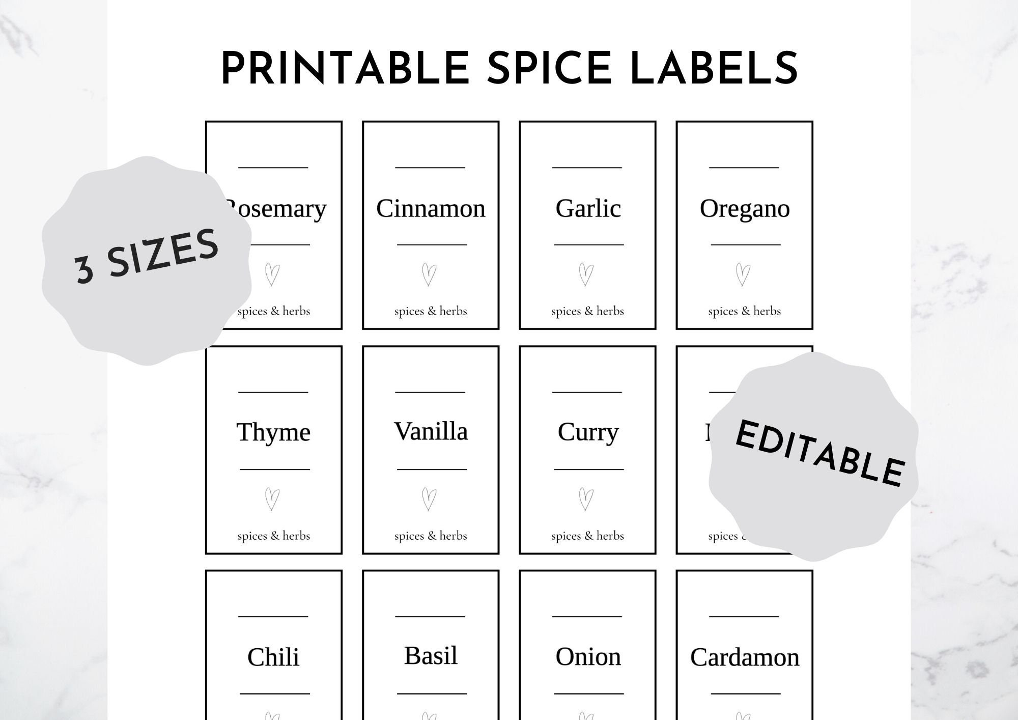 Printable Spice Labels, Spices Jar Label Templates, Editable pertaining to Free Printable Spice Labels