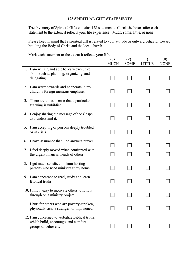 Printable Spiritual Gifts Test - Fill Online, Printable, Fillable with regard to Free Printable Spiritual Gifts Test