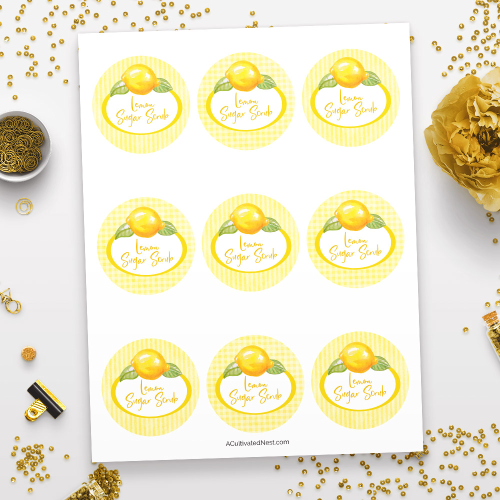 Printable Sugar Scrub Labels- Lemon intended for Free Printable Sugar Scrub Labels