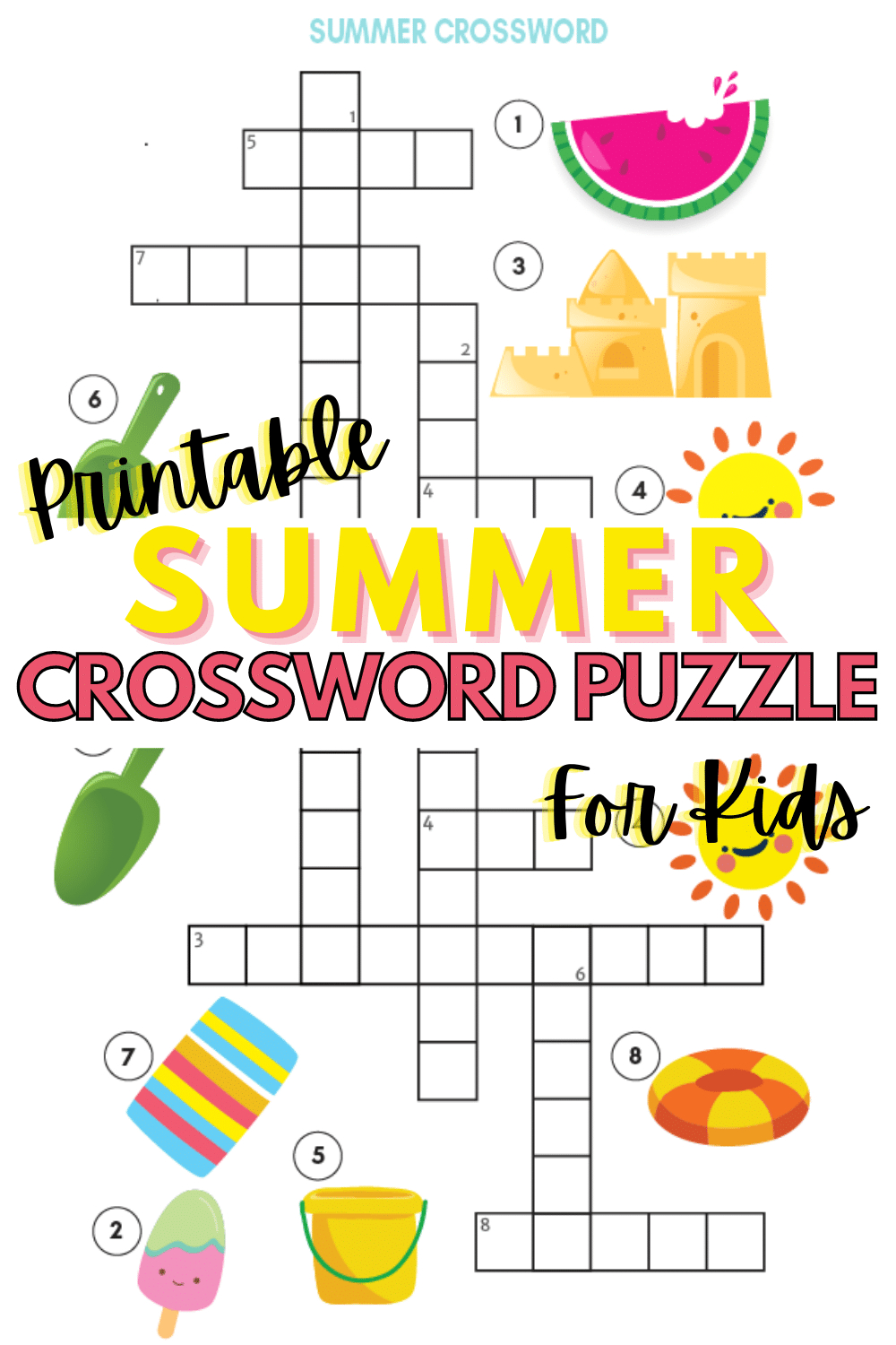 Printable Summer Crossword Puzzle For Kids regarding Summer Crossword Puzzle Free Printable