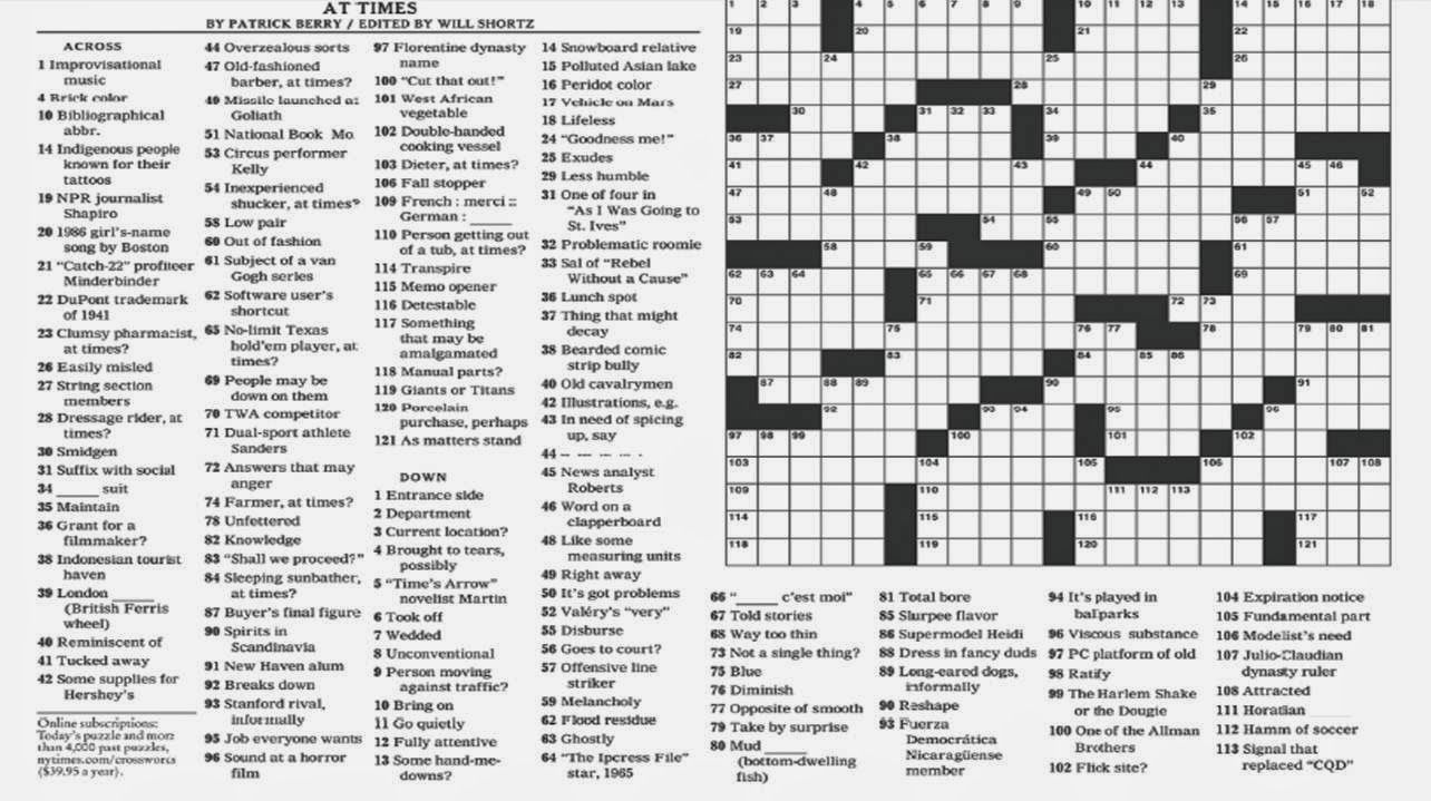 Printable Sunday Crossword Puzzles New York Times | Printable regarding Free Printable Sunday Crossword Puzzles