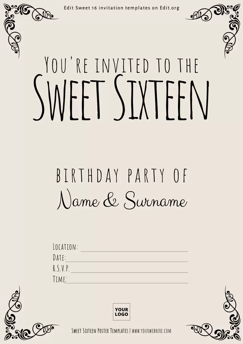 Printable Sweet Sixteen Invitations Online with Free Printable Sweet 16 Birthday Party Invitations