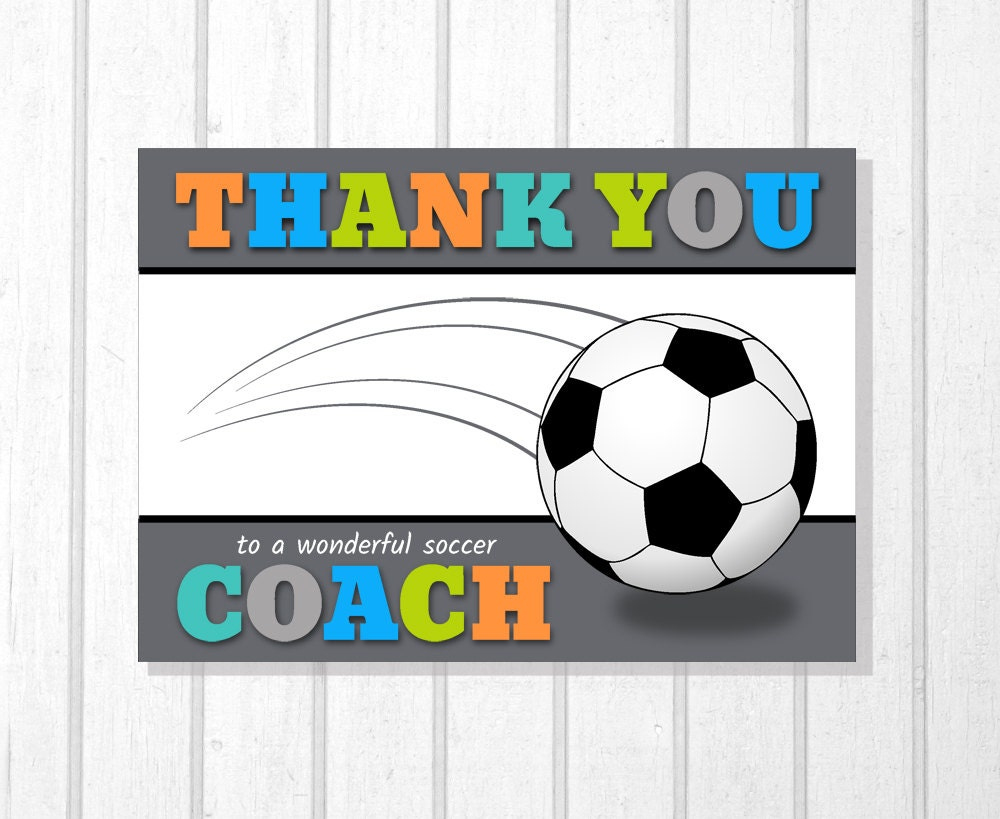 Printable Team Thank You Card For Soccer Coach, Instant Download, Greeting Card within Free Printable Soccer Thank You Cards