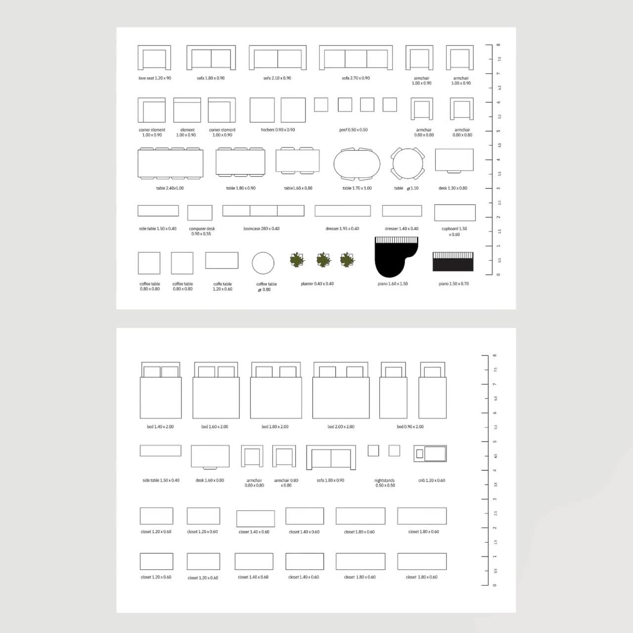 Printable Template Scale Furniture A4 Coloring Page Scale Furniture Floorplan 2D Change Living Room Change Bedroom Layout Scale 150 Cm within 1/8 Inch Scale Furniture Templates Printable Free