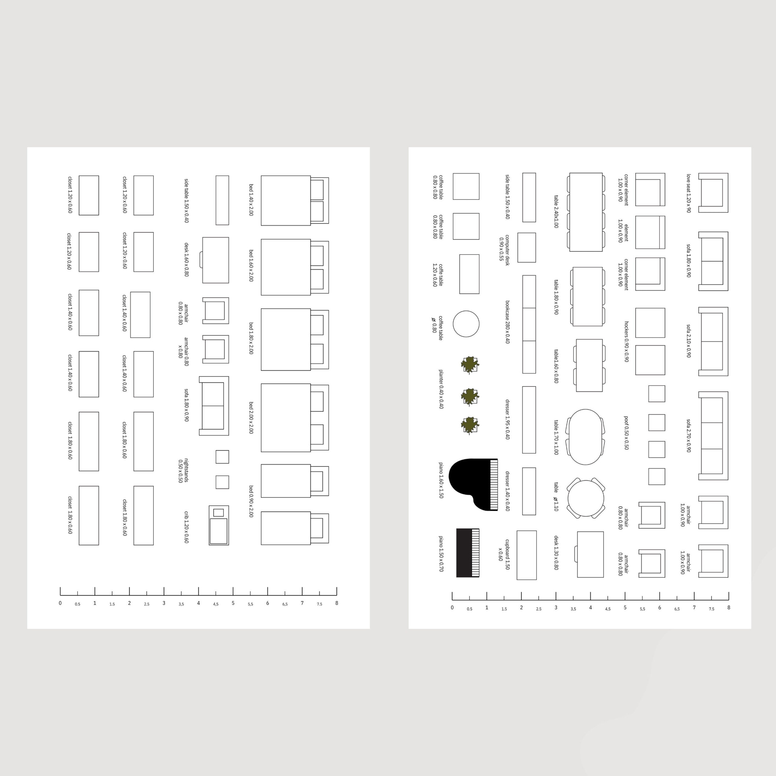 Printable Template Scale Furniture A4 Coloring Page Scale pertaining to 1/8 Inch Scale Furniture Templates Printable Free