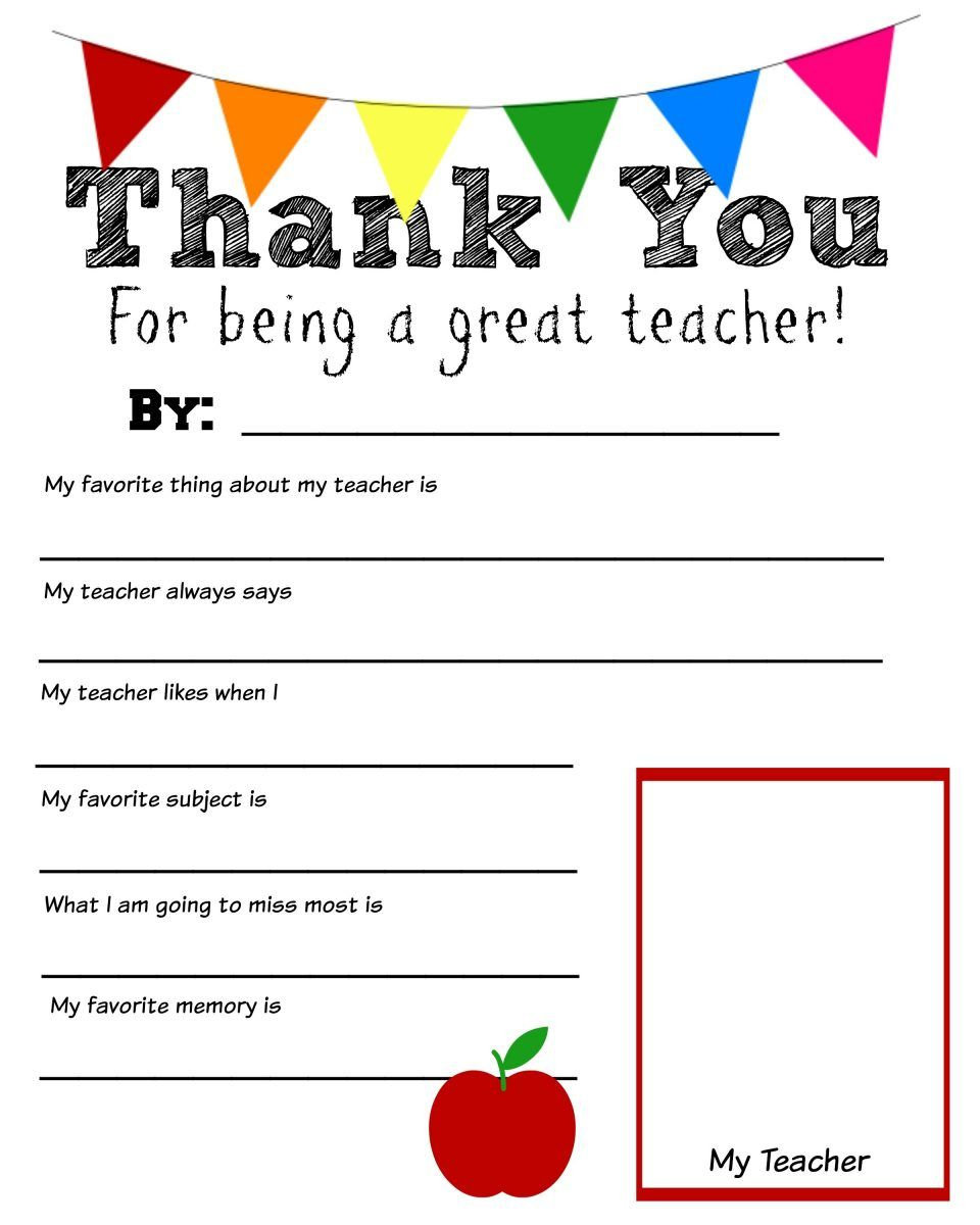 Printable Thank You Cards From Teachers To Students throughout Thank You Teacher Printables Free