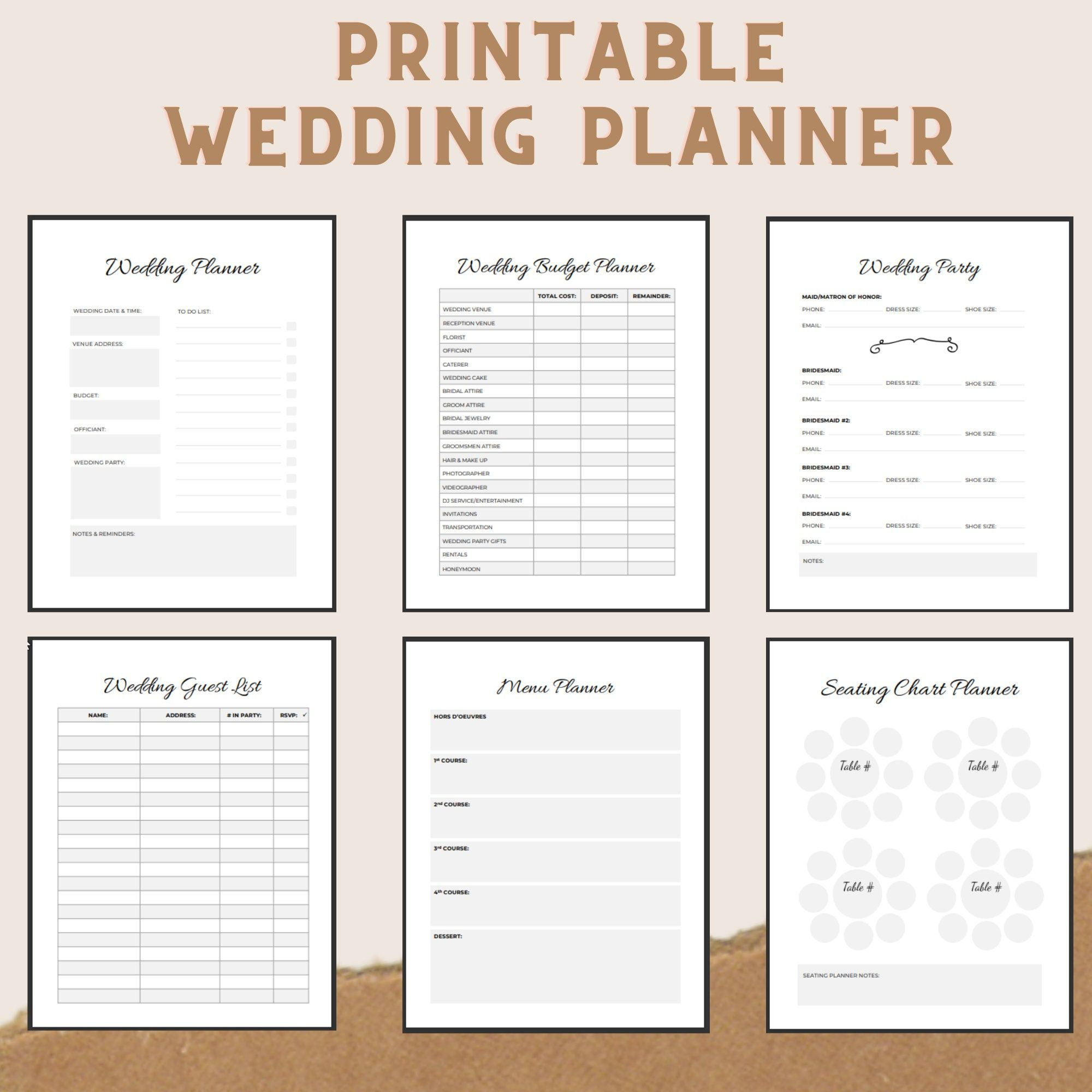 Printable Wedding Planner Kit For Organizing Your Dream Wedding for Free Printable Wedding Planner Workbook