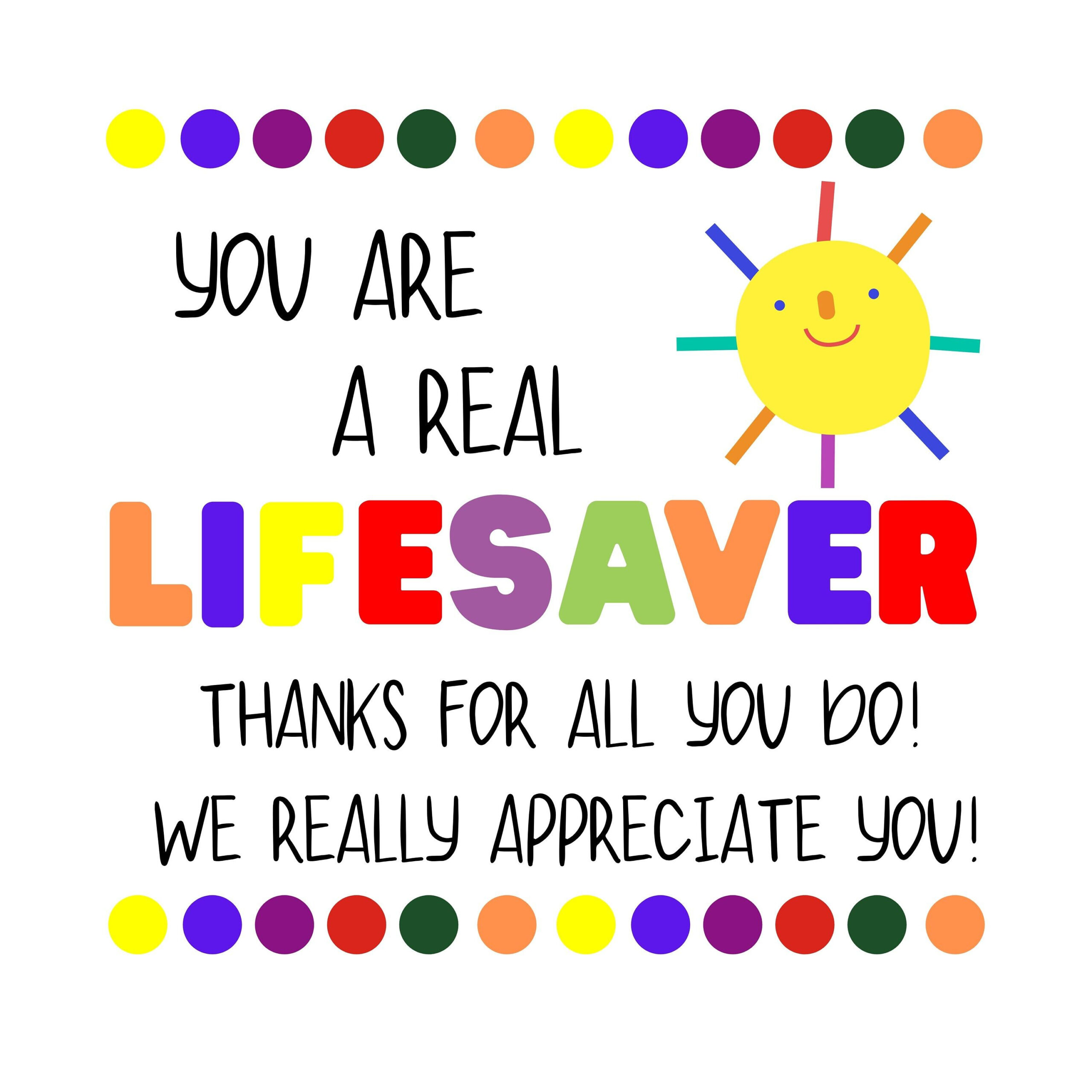 Printable You Are A Lifesaver Appreciation Gift Tags For - Etsy intended for Free Printable Lifesaver Tags