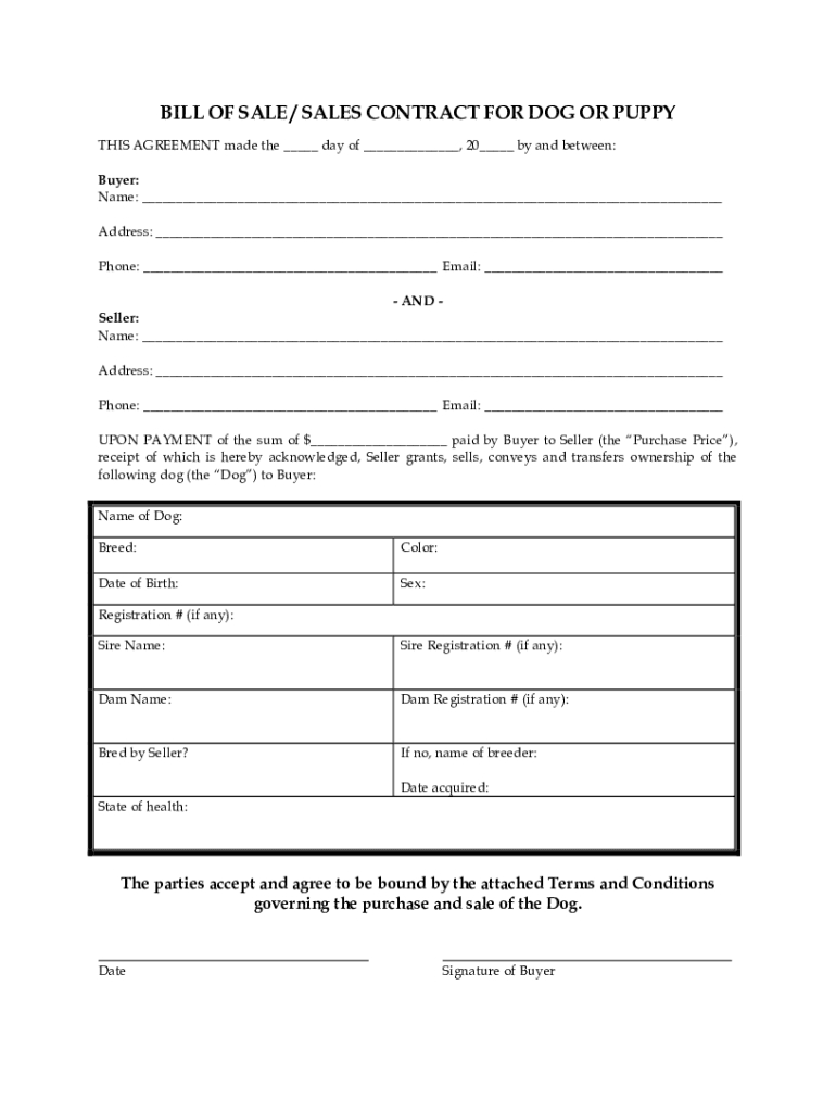 Puppy Contract Template - Fill Online, Printable, Fillable, Blank pertaining to Free Printable Puppy Sales Contract