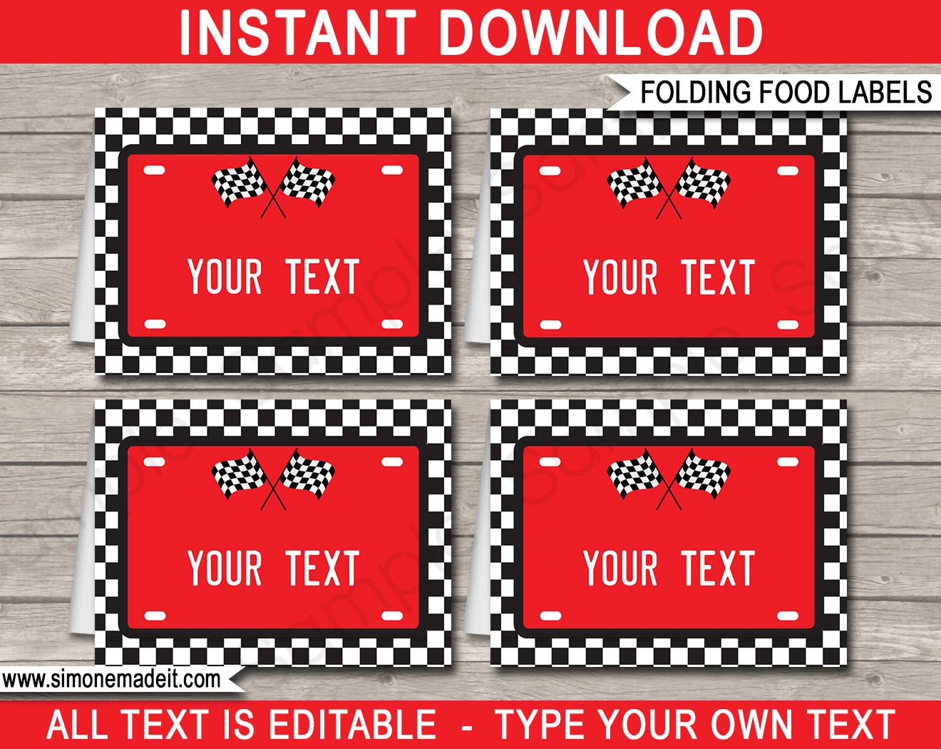 Race Car Party Food Labels Template - Red throughout Free Printable Cars Food Labels