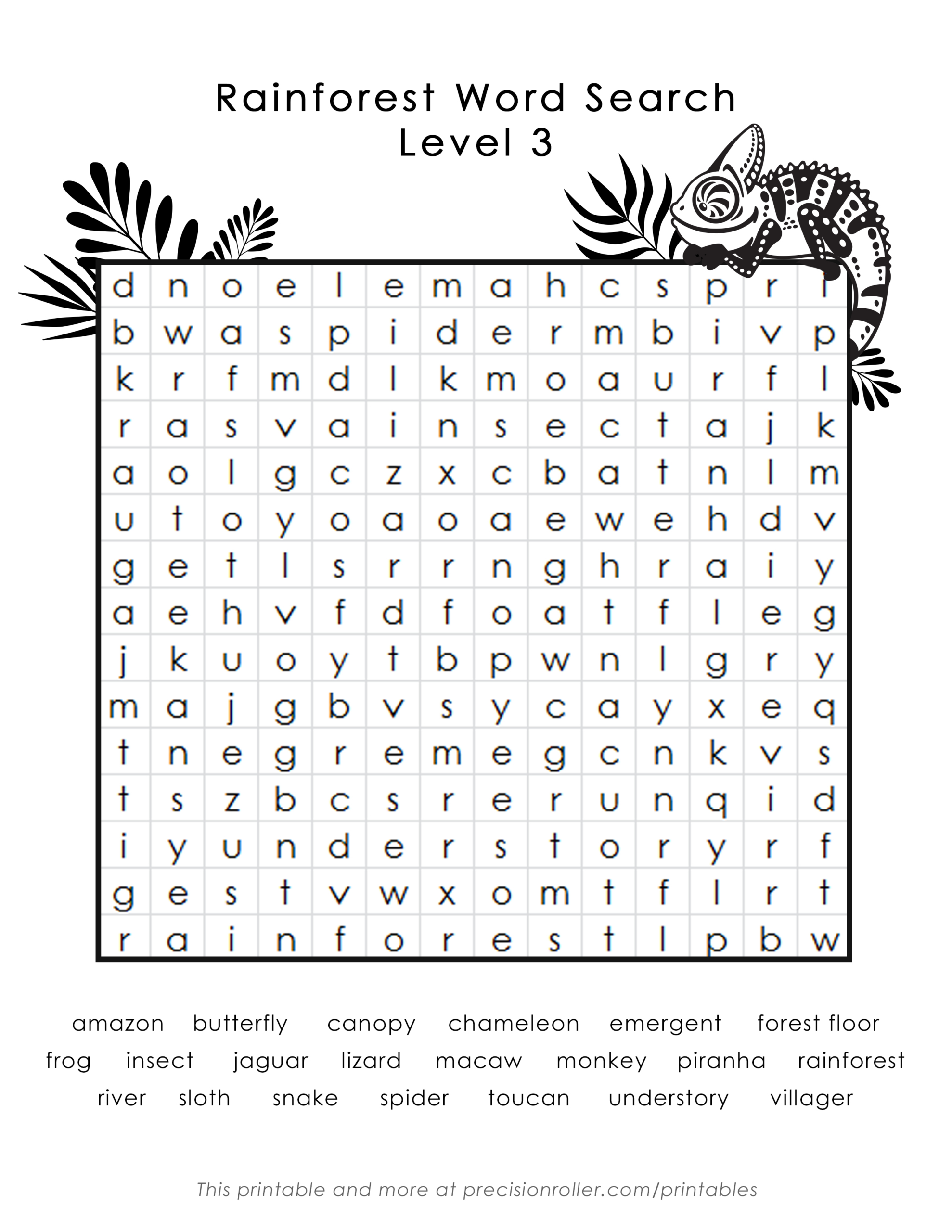 Rainforest-Themed Free Printable Word Search - Precision Printables regarding Free Printable Word Searches For Middle School Students