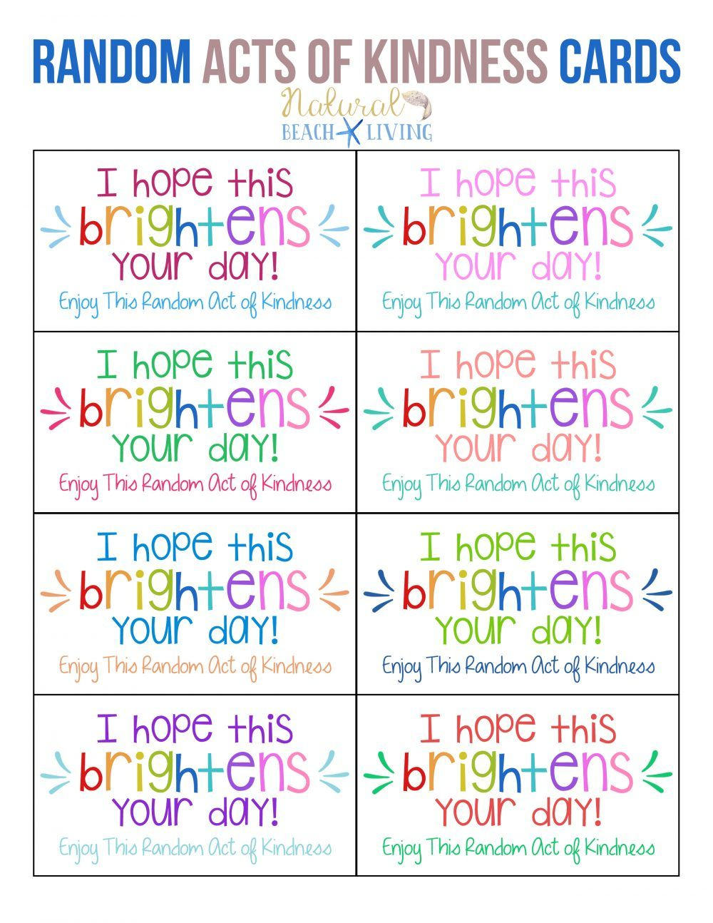 Random Acts Of Kindness Printable Cards throughout Kindness Cards Printable Free