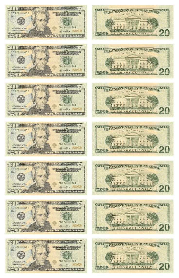 Rare 20 Dollar Bill Us Currency | Printable Play Money, Play Money pertaining to Free Printable Play Dollar Bills