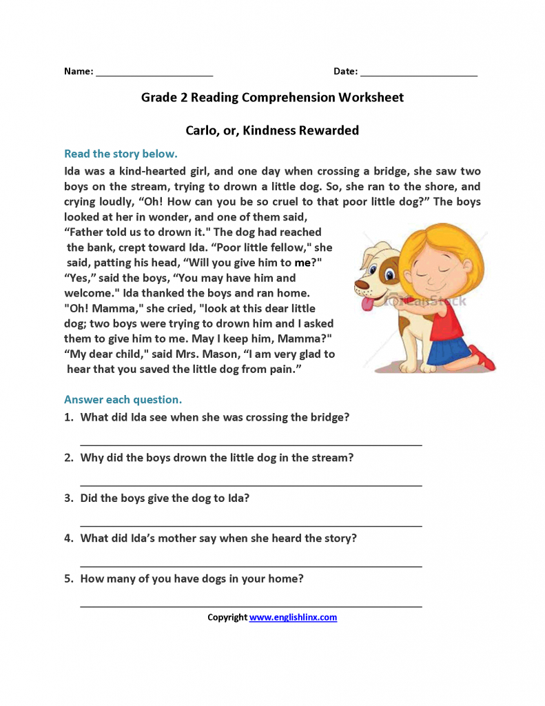 Reading Comprehension Worksheets For Grade 3 | 2Nd Grade Reading with Free Printable Short Stories For Grade 3