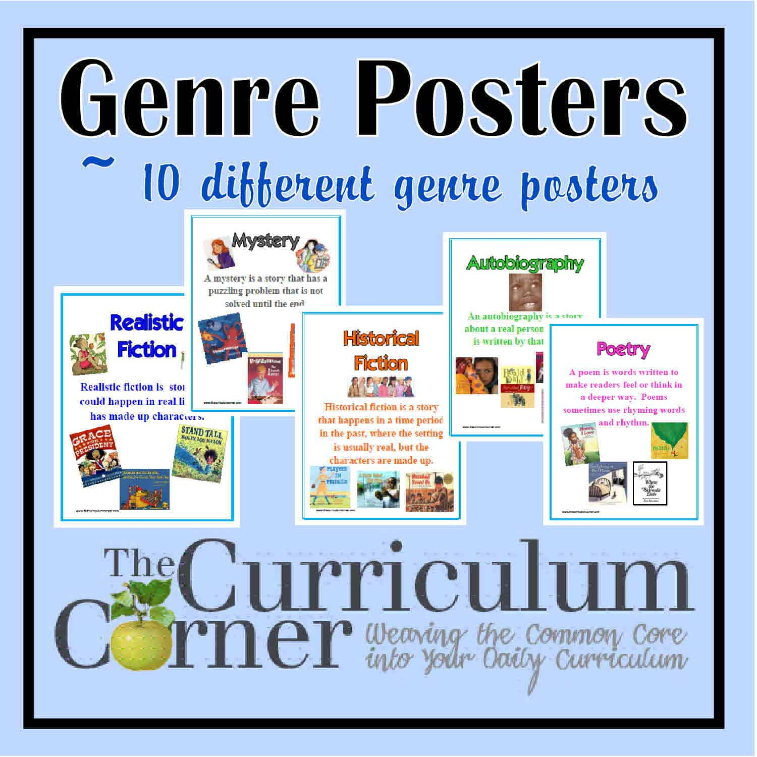 Reading Genre Posters - Free Printables From The Curriculum Corner in Genre Posters Free Printable