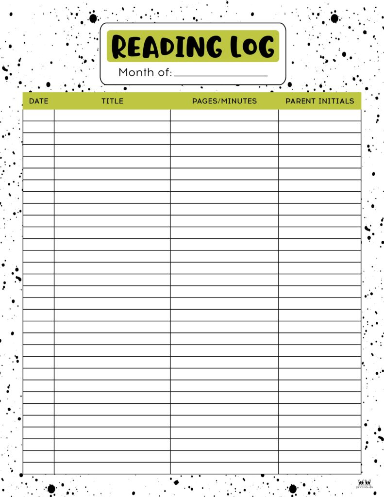 Reading Logs - 21 Free Printables | Printabulls pertaining to Free Printable Reading Log