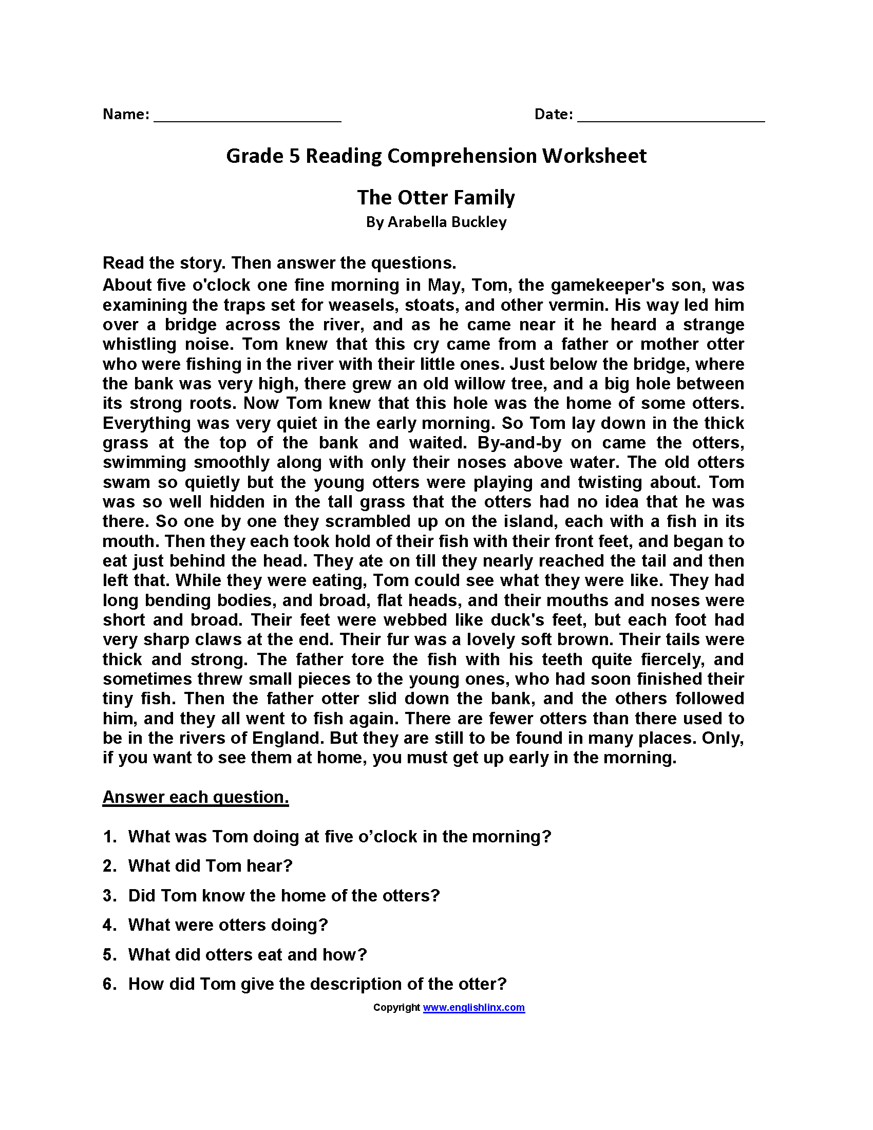 Reading Worksheets | Fifth Grade Reading Worksheets | Reading regarding Free Printable Worksheets Reading Comprehension 5th Grade