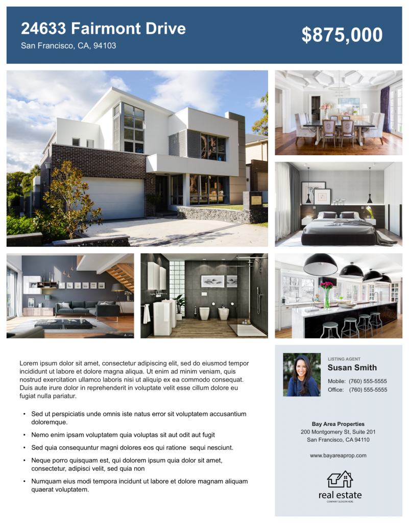 Real Estate Flyer (Free Templates) | Zillow Premier Agent for Free Printable Real Estate Flyer Templates