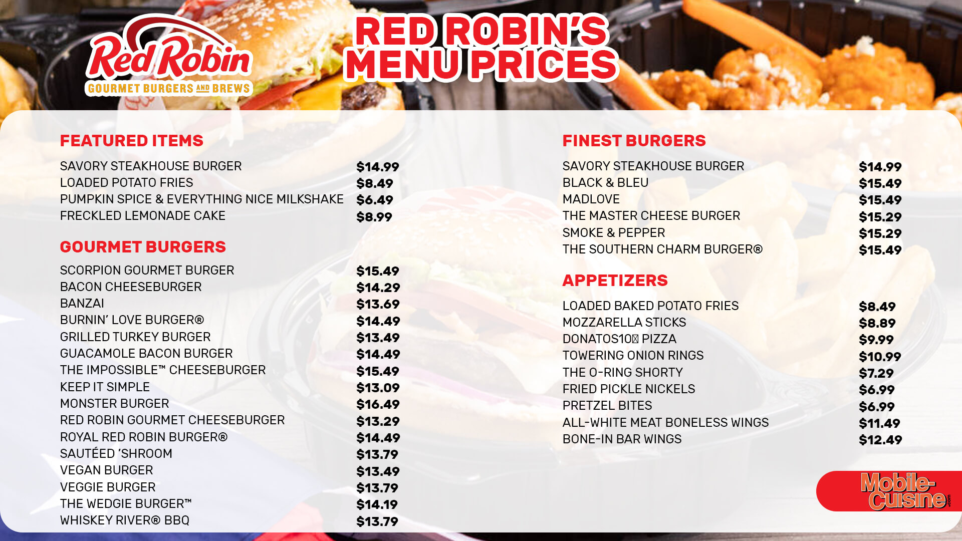 Red Robin Menu Prices On Burgers &amp;amp; Everything (2024) with regard to Free Red Robin Coupons Printable